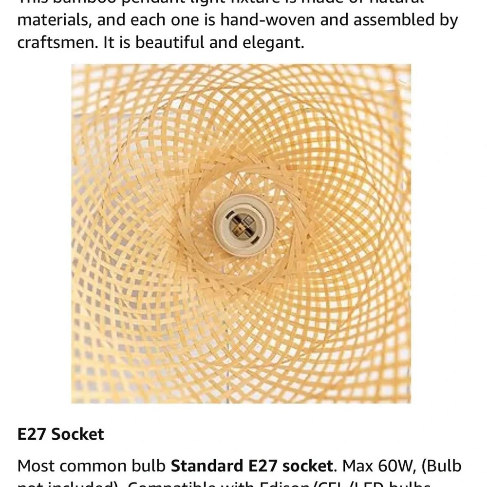 Craft Natural Bamboo Pendant Light Decorative Basket Shade